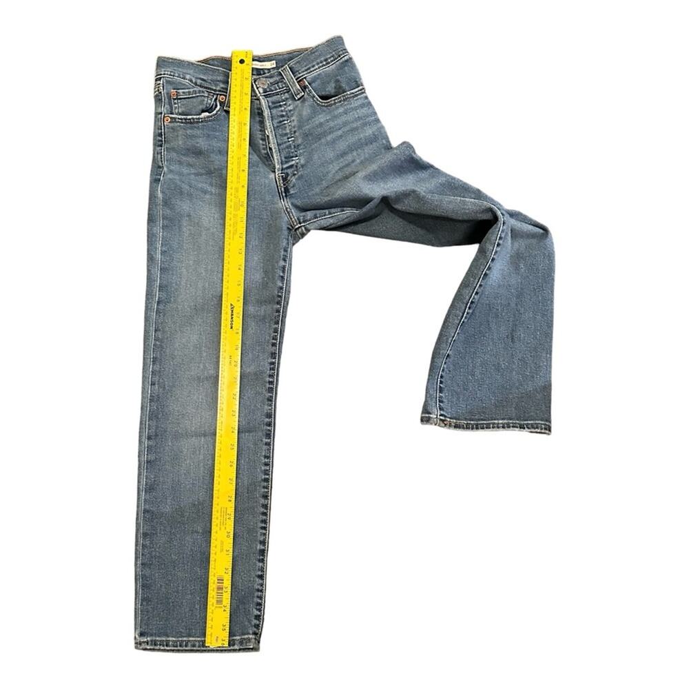 LEVI’S Ribcage Straight Button Fly Blue Light Wash Blank R High Rise Jeans 24 - Picture 5 of 11